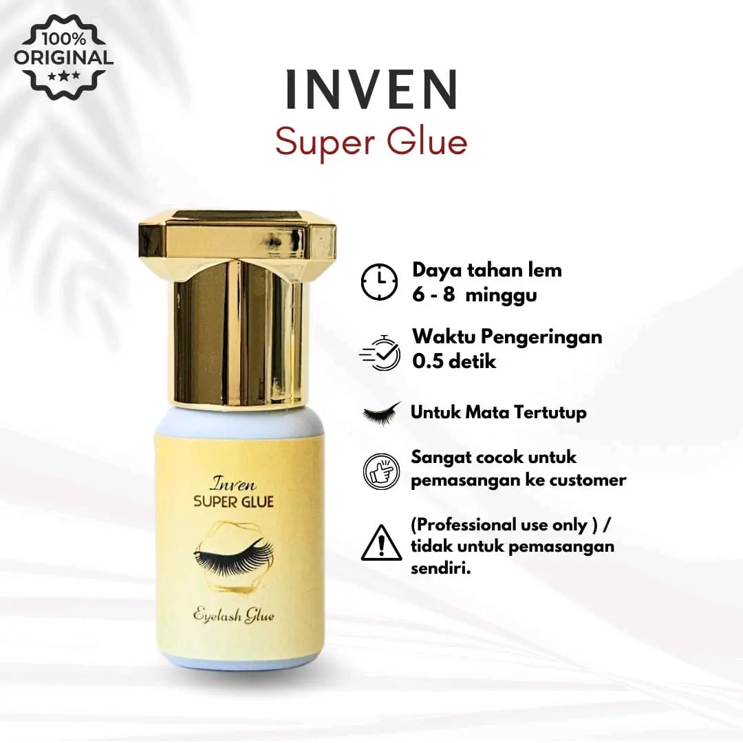 Lem eyelash inven super glue tahan 6-8 mingguan sangat cocok profesional Bulumata Black