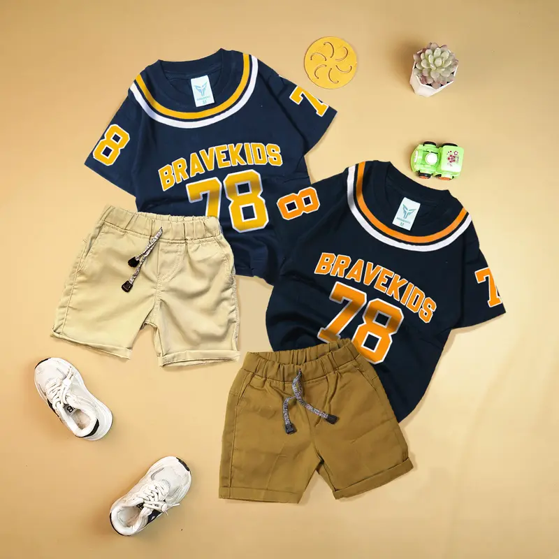 BRAVEKIDS SETELAN T - SHIRT KAOS BASEBALL DAN CELANA ANAK COTTON COMBED 24S 0