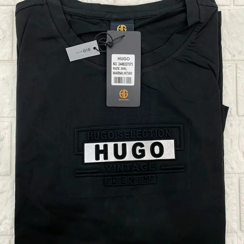 kaos oblong hugo selection ukuran jumbo (2XL 3XL 4XL) / kaos jumbo cowok Nyaman Katun 6