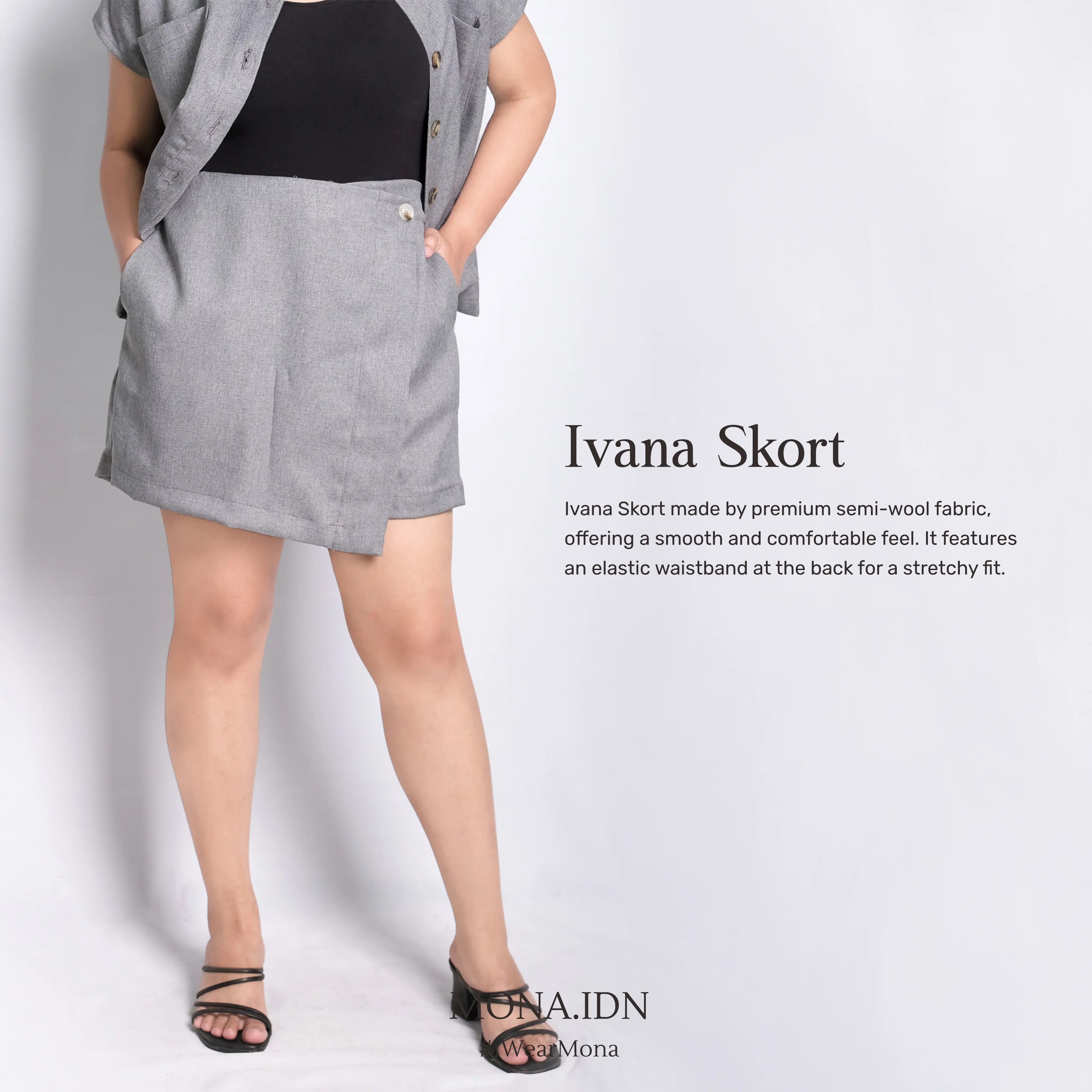 MONA - Ivana Skort Wanita Dewasa Semi Wol Premium / Celana Rok Pendek Wanita Berkualitas / Korean Short