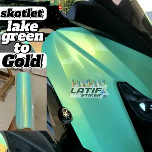 skotlet motor lake green to gold stiker motor hijau lembayung gold sticker Apple green alien green gold scotlite premium maguc candy Motorcycle