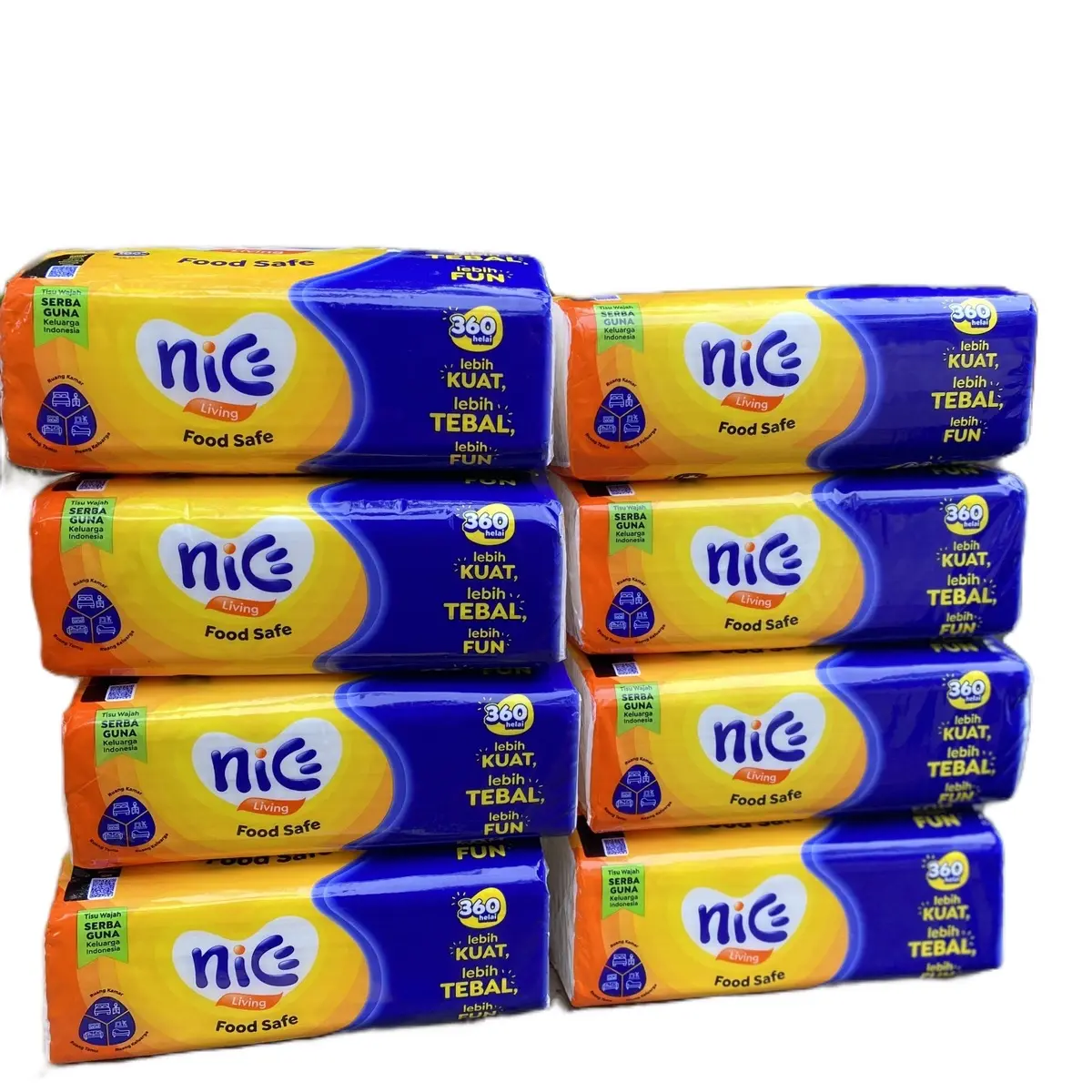 (8 PCS) TISSUE NICE FACIAL 360 HELAI LEBIH KUAT & TEBAL 2 PLY/DOUBLE TISSUE PER LEMBAR