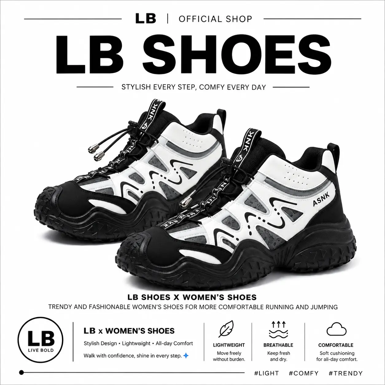 COD LB SEPATU HIGH-TOP WANITA STYLE UNISEX Outdoor SHOES HZ-6285