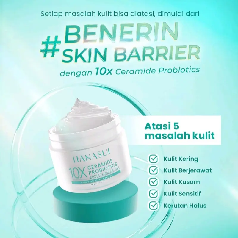Pelembab Wajah Hanasui Ceramide Probiotics Gel 10X Pelindung Barrier 30 Gr 1