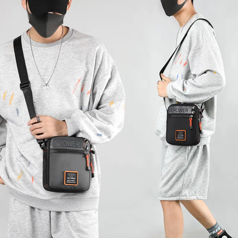 Túi Đeo Chéo Thiết Kế Nhiều Lớp Cho Nam, Túi Đeo Vai Nylon Chống Thấm Nước Cho Bé Trai, Túi Đưa Thư Dung Tích Lớn, Túi Vuông Để Giải Trí Ngoài Trời Bag 2