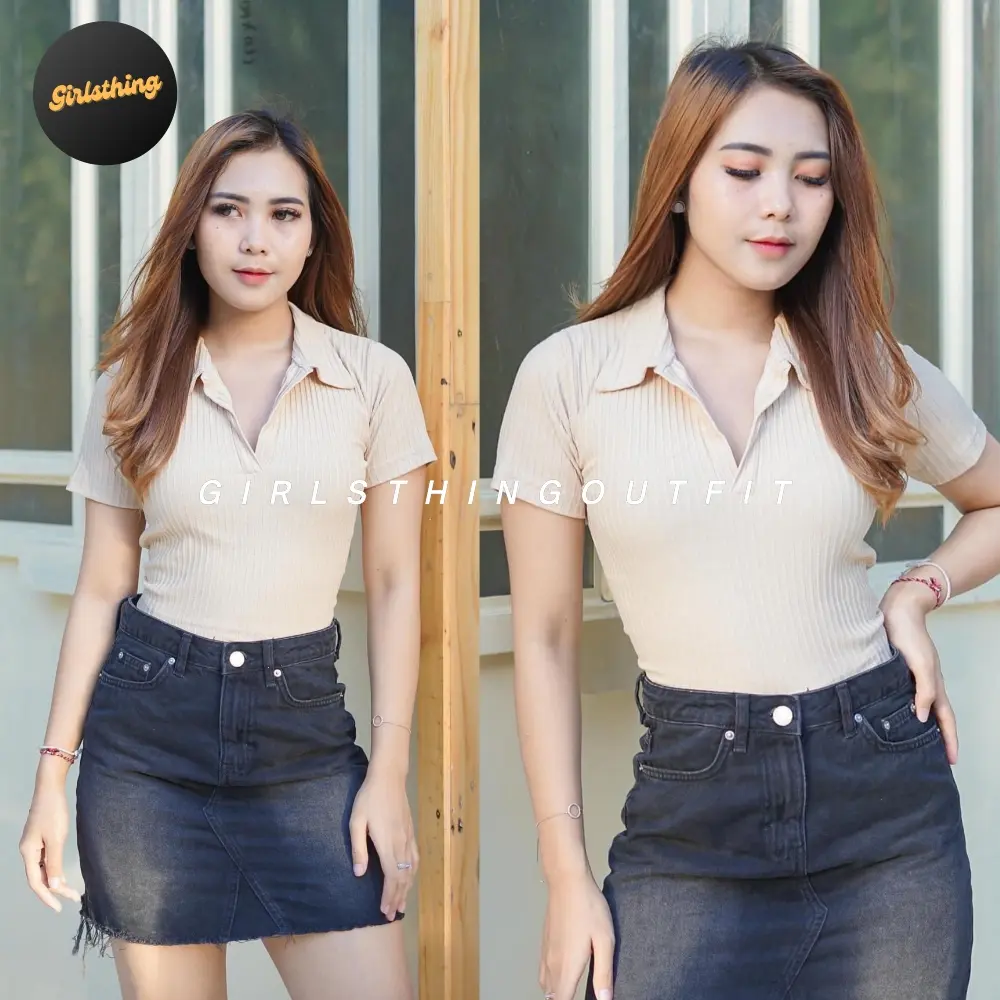 Polo - JESSIE TYPE 2 - Atasan Crop Berkerah - Crop Top - Rib Kerah - Atasan Wanita - Fashion Wanita