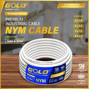 GOLD Kabel Listrik NYM 2x1.5 2x2.5 3x1.5 3x2.5 10M & 20M SNI Tembaga Asli 100% Ori Murah Berkualitas SNI Sangat Aman untuk Jalur Kabel Lampu