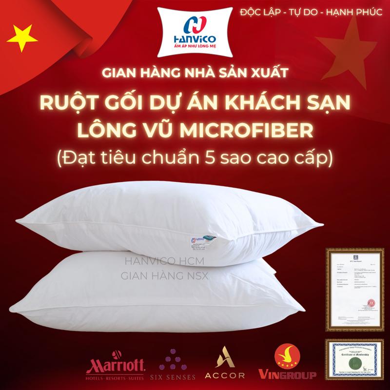 Ruột gối Microfiber Hanvico (Lông Vũ Nhân Tạo) T233 tiêu chuẩn hàng khách sạn Cao Cấp