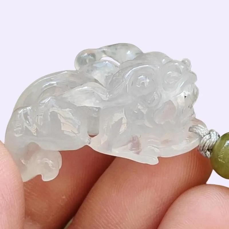 Special Offer Icy Translucent crafted as Pixiu Natural Type A Jadeite Pendant Necklace with certificate weigh 9.39 grams, 30 * 16.3 * 13.4 mm, symbols of Bring in money, keep you safe and healthy, suitable for daily wear or collection (pendant45) 1