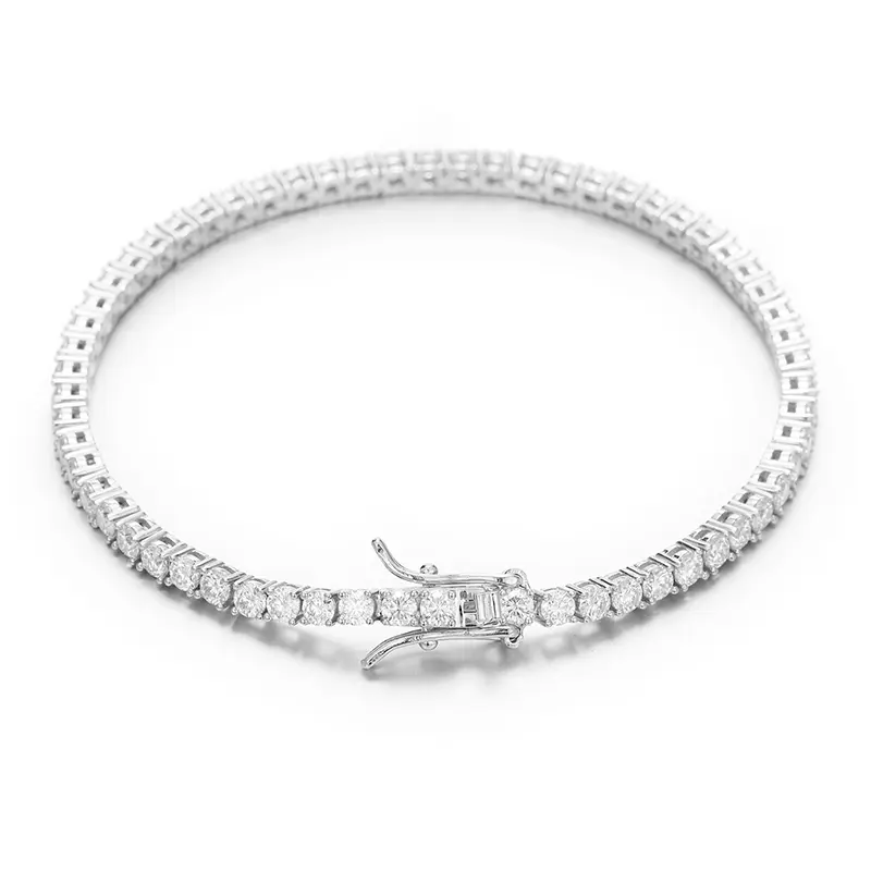 【#93】925 Sterling Silver 3-8mm Moissanite Tennis Bracelet For Women Men