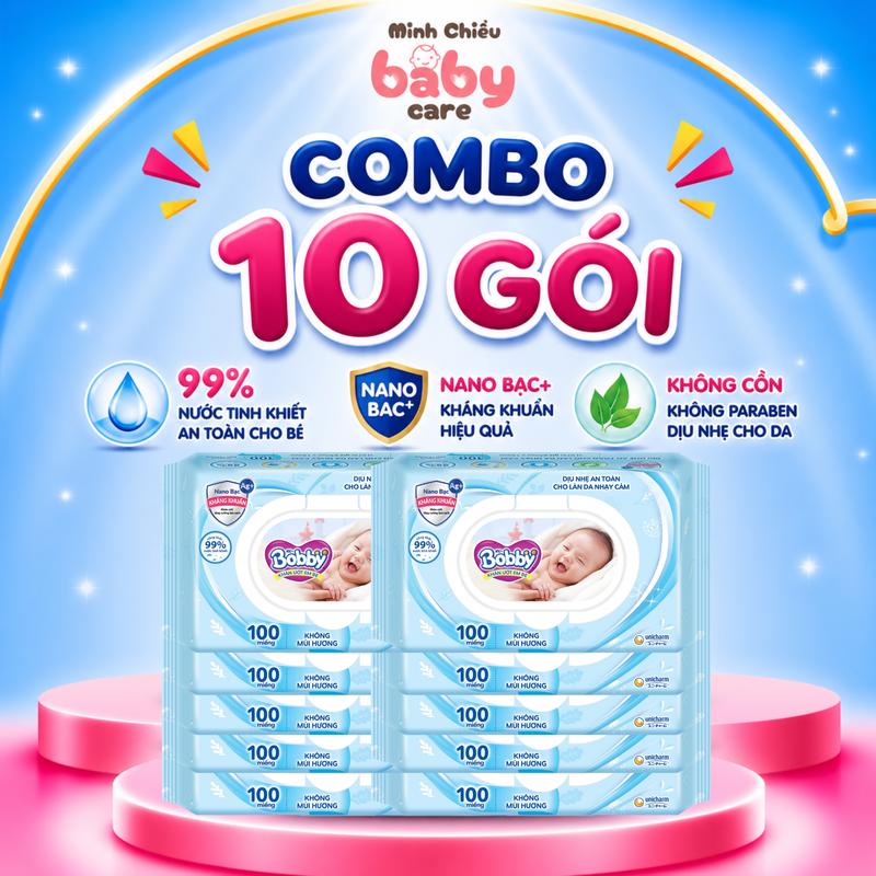 10 Gói Khăn ướt Bobby 100 miếng