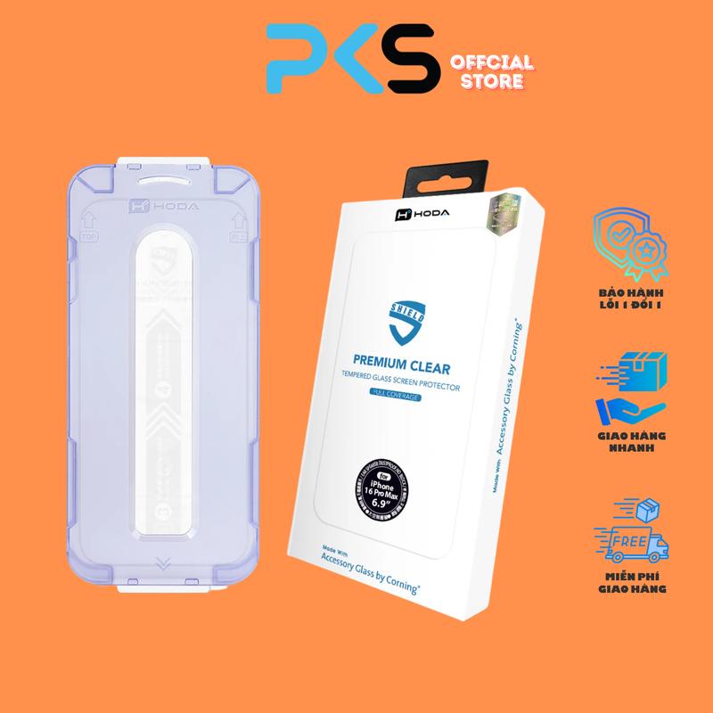Kính Cường Lực Hoda Corning Chống Trầy AGbC, Cảm Ứng Nhạy, Trong Suốt Cao, Có Khung Trợ Dán Cho iPhone