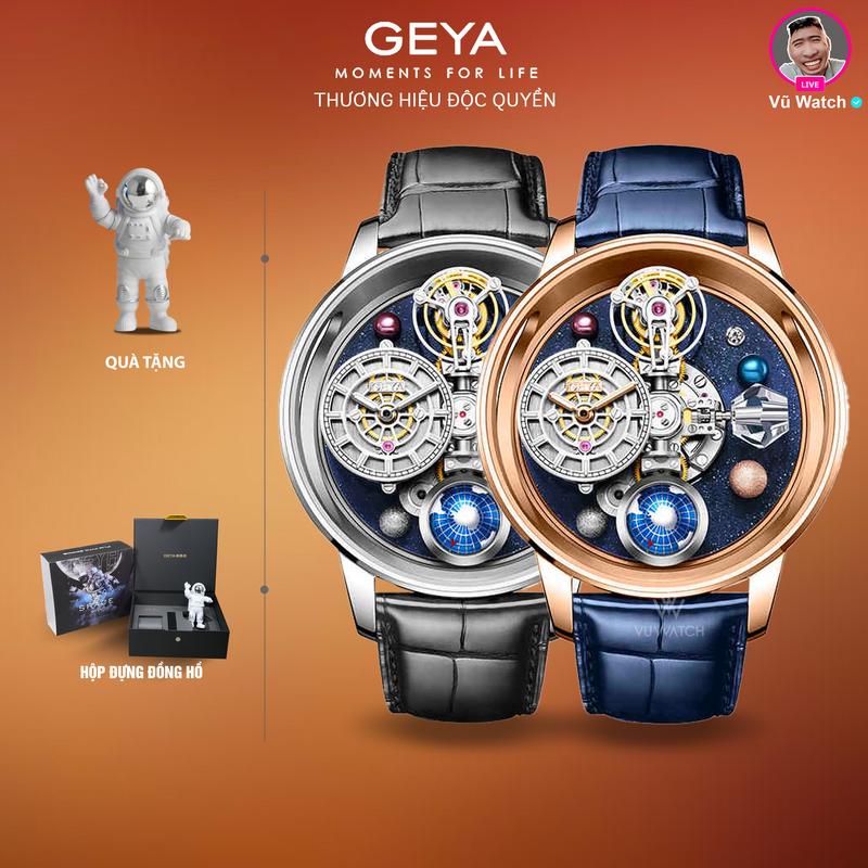 Đồng hồ nam GEYA Thiên thể G78182 1440 | Tặng mô hình phi hành gia & 1 lần thay kính miễn phí