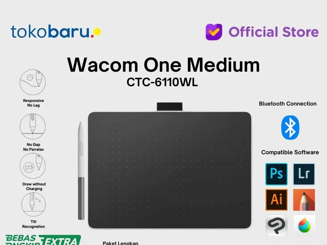 Wacom One Pentablet CTC 6110WL Bluetooth Medium terbaru