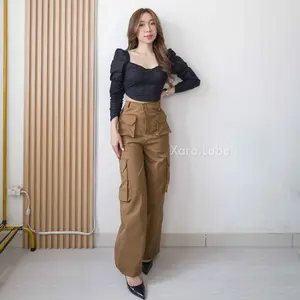 [ SALE CUCI GUDANG ] XARA - Julian Cargo Pants | Celana Cargo Highwaist Kancing Premium