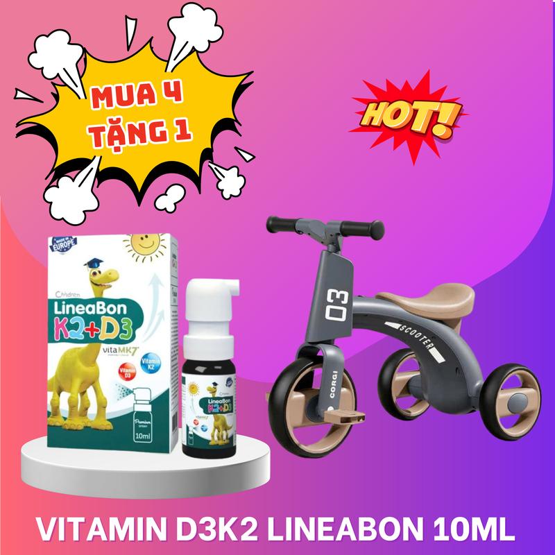 QUÀ TẶNG HẤP DẪN Combo 04 Lọ LineaBon vitamin D3 K2 10ml DẠNG XỊT - Vitamin cho bé chính hãng