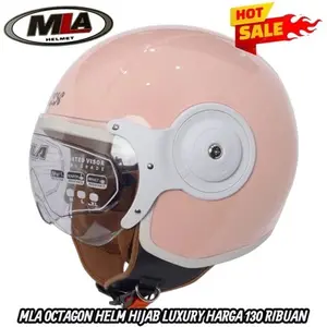 Helm  Mla Octagon CORAL - Helm Bogo Pilot Hijab Wanita Dewasa Premium Full Leher SNI Motorcycle