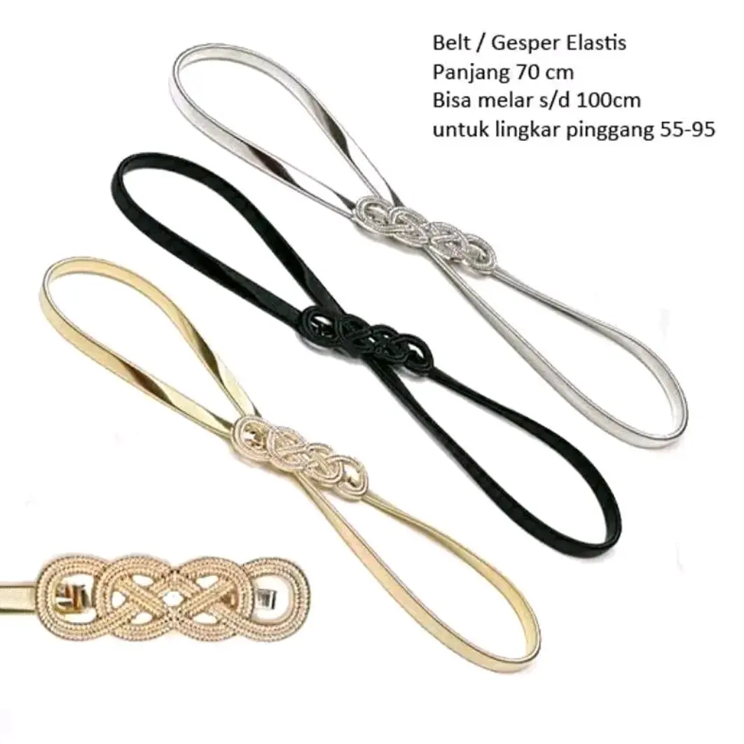 Belt Gesper Wanita Ikat Pinggang Karet Melar Elastis Aksesoris Fashion Wanita Sabuk Panjang Gaya Kalung Anting Gelang Masker Photochromic Syal Bill Minus