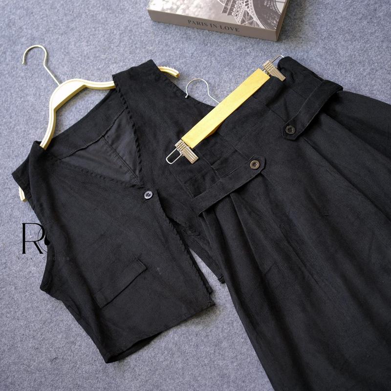 Sella Vest Corduroy Rompi Wanita Corduroy One set Wanita Kekinian Rompi Premium Emma Set Vintage Panjang Atasan Casual 3