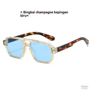 Cermin Mata Hitam Fesyen Bingkai Berganda dengan Pin Logam Pelindung UV untuk Lelaki dan Wanita Gaya Retro Santai Memandu Perniagaan