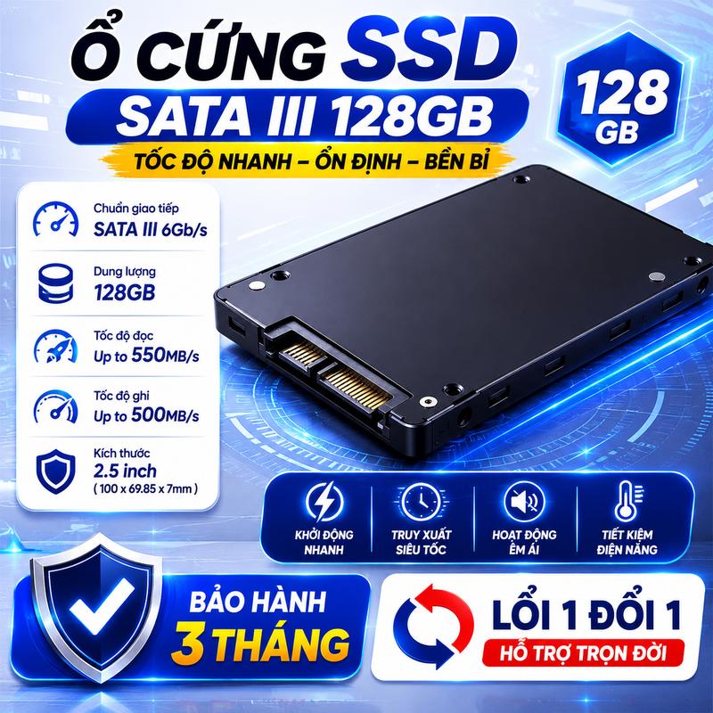 Ổ cứng SSD sata III 128GB tốc độ đọc/ghi cao hãng ngẫu nhiên