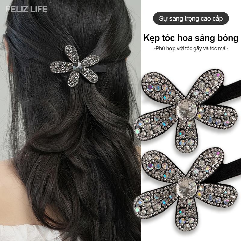 Kẹp Tóc Hoa Sáng Bóng Chất Liệu Nhung Màu Đen Kẹp Tóc Cao Cấp Kẹp Tóc Con Phụ Kiện Tóc Tinh Tế Giá Cả Phải Chăng Mũ Cài Tóc Sang Trọng