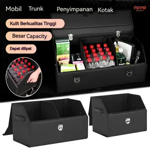 Kotak Penyimpanan Mobil Kulit PVC Organizer Bagasi Mobil Bahan Kulit Kualitas Tinggi, Dapat Dilipat