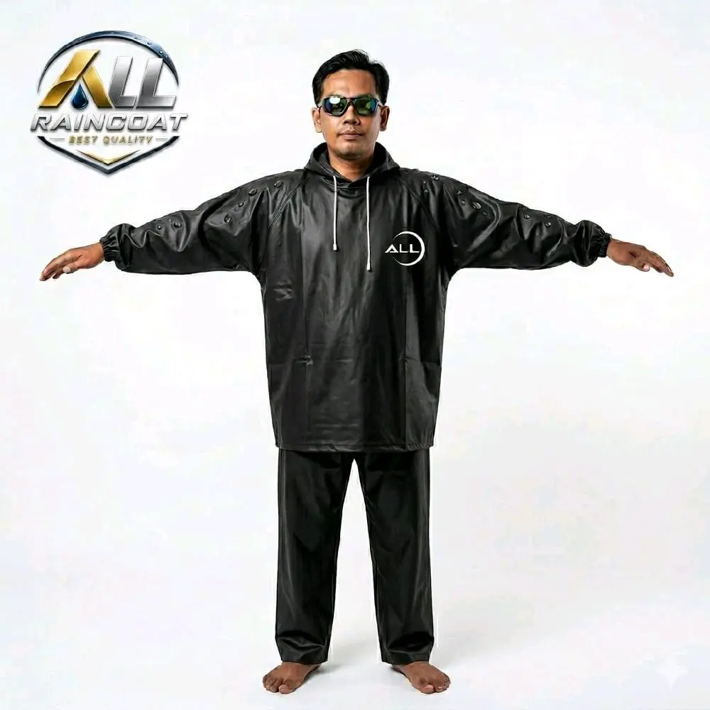 JAS HUJAN HOODIE PRIA WANITA BAHA PVC KARET BY ALL RAINCOAT Motorcycle dengan Desain Modern dan Nyaman