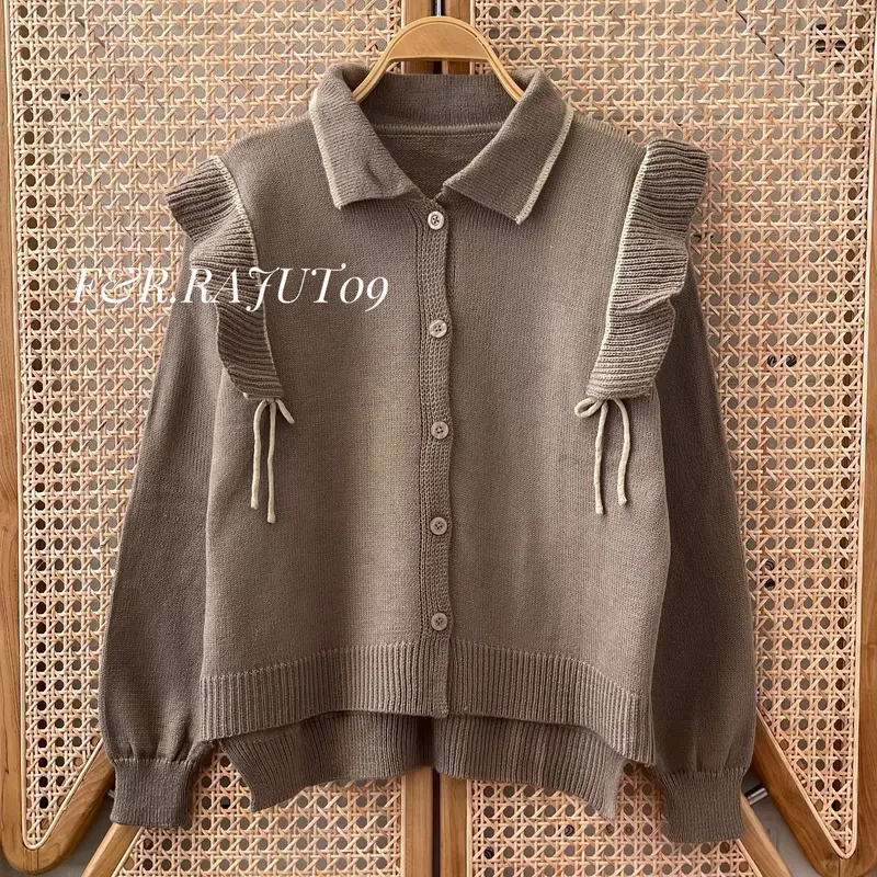 Alidah Cardigan Rajut Kancing Motif Tali Wanita Lengan Panjang Kekinian 2