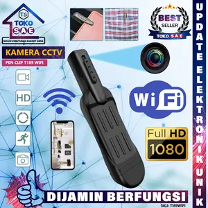 T189 Mini Camera Pen Clip Saku Pocket HD 1080P WiFi dengan Perekam Suara & Video, Monitoring Jarak Jauh Camcorder Kamera Back Klip Multifungsi