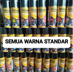 pilok pylox diton premium 400cc warna STANDAR/TANPA BINTANG semua varian warna standar black 9109 black doff 9184 black metallic 9239 clear gloss + activator 9128 400cc super white 9103  white 9102 cchili red 9462 9180 silver metallic 400cc Car Kendaraan