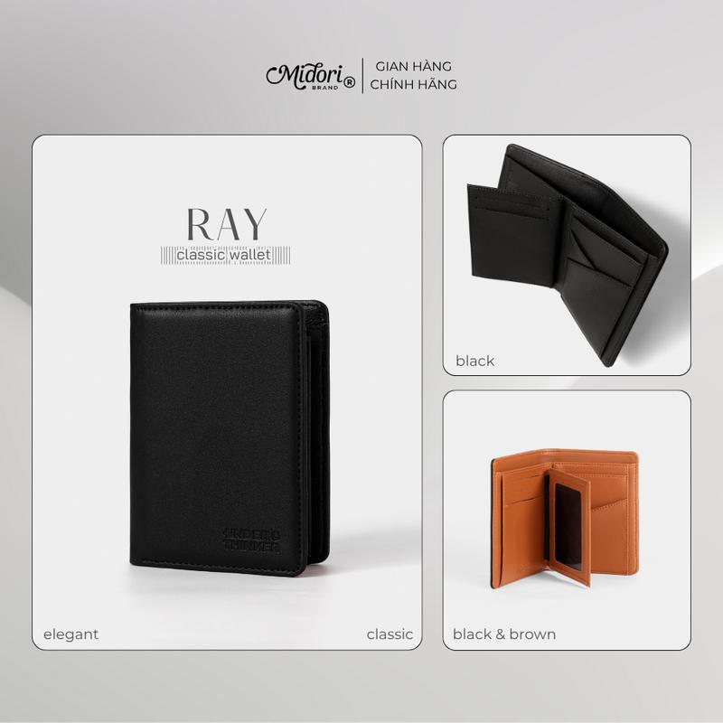 Ví Da Đứng Monogram RAY Bóp Cầm Tay Nam Nữ Đựng Tiền Thẻ Nhiều Ngăn | MIDORI M STUDIO