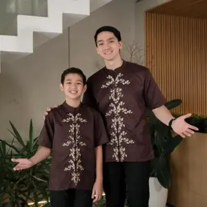 Baju Koko Couple Mahohagny Ayah Dan Anak Laki Laki  Bordir Lengan Pendek Terbaru 2026