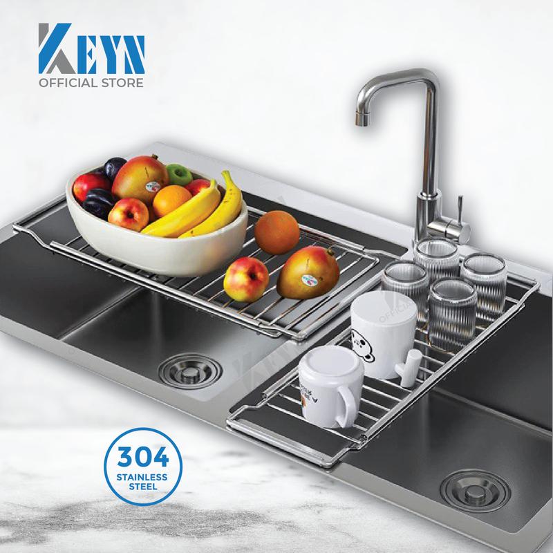 KEYN 304 Stainless Steel Sink Drainer Rack Expandable Dish Drying ...