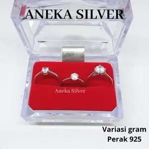 Cincin Soliter Variasi Mata 1, Perak 925