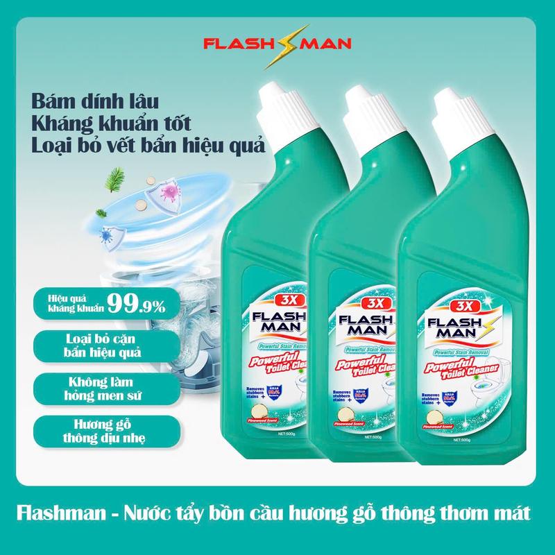 Nước tẩy bồn cầu Flashman - Làm sạch hiệu quả - Diệt khuẩn - Khử mùi khó chịu (500g / 1 chai)