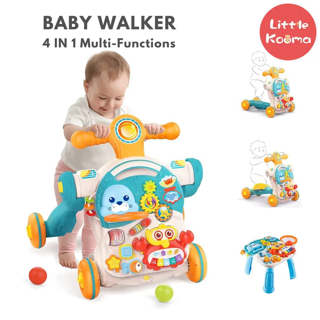 Huanger Baby Push Walker 4 in 1 Activity Center | Balance Bike | Scooter