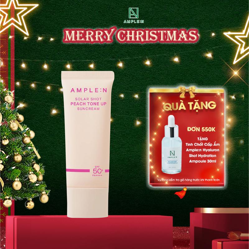  Kem Chống Nắng Nâng Tone Hồng Đào Ample:n Solar Shot Peach Tone Up Suncream 40ml Date T08 2026 