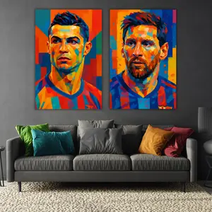 Poster Pemain Sepak Bola Messi Ronaldo Hiasan Dinding Kamar Cowo Aesthetic Walldekor Pajangan Untuk Dekorasi Rumah