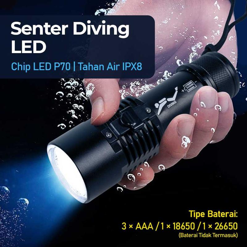 COD G-Gourd Senter selam anti air tahan 20 jam Diving super terang LED Waterproof IPX8 P70 G299 2
