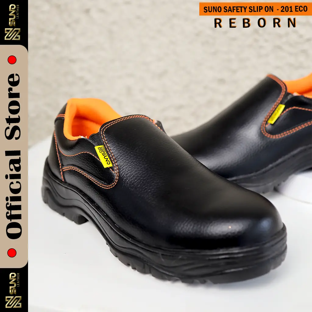 Sepatu kerja safety slip on ujung besi  Boots Hitam Pria Shoes