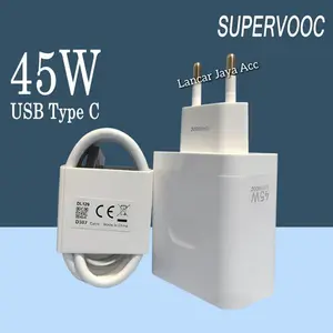 Charger Carger Casan Cas Adaptor 45W SUPER VOOC TYPE C Cable Kabel  Pengisi Adaptor - Pengisian Cepat - Adapter