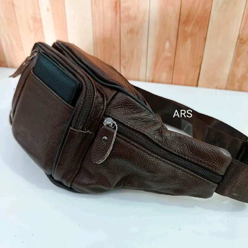 Tas kulit waistbag pria tas selempang bahu kulit asli cowok maskulin tas travel tas casual kulit sapi 4