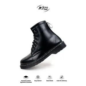Mr.Jonsrawk Original Sepatu Boot Unisex Pria Wanita Model High Boot 8 Hole Jahitan Sol Putih