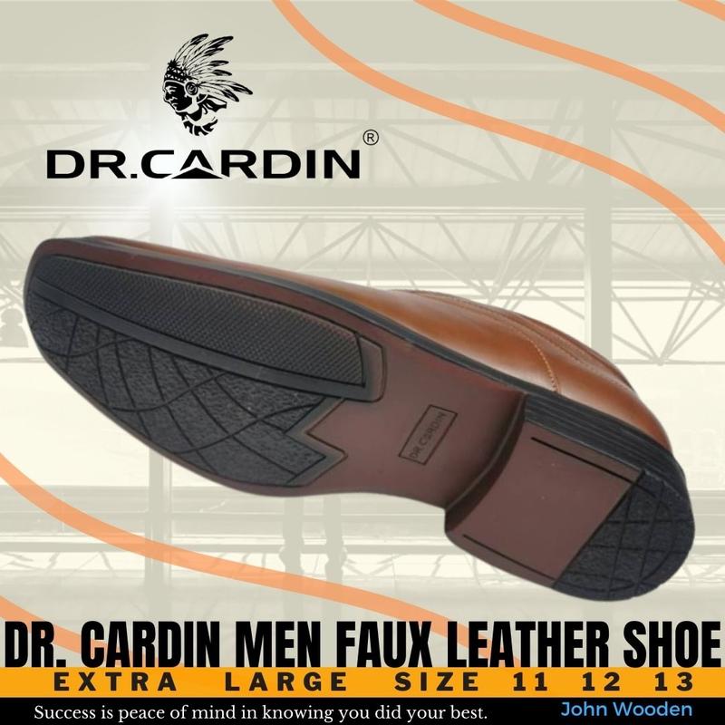 Dr. Cardin Extra Large Men Faux Leather Formal Slip-On Shoe DC-6692- Size 11 12 13 COGNAC and BLACK Colour 4