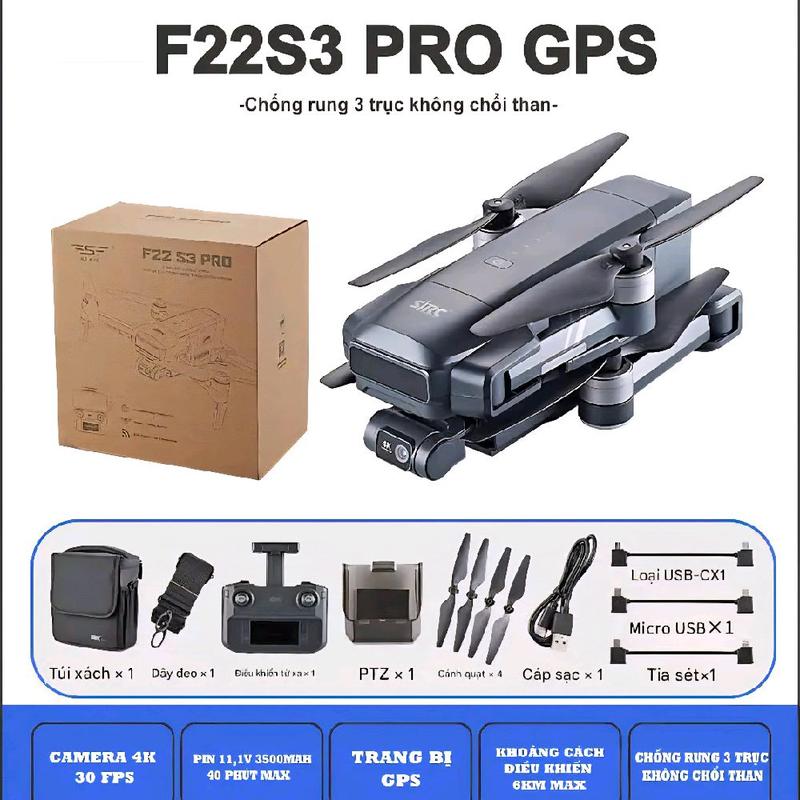  FLYCAM F22S3 PRO +GPS +gimbal 3 trục chống rung+cam4k 30fps +động  cơ không chổi than new 2025 Drone 