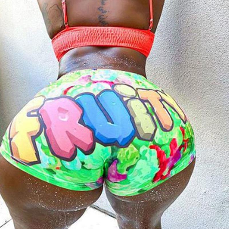 Product Introduction of Women's sexy tight shorts with printed patterns, popular shorts, yoga pants 6