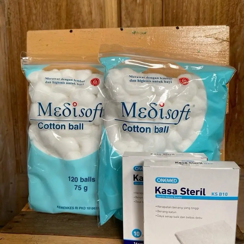 Paket Lahir 2.2 (2 Bungkus Medisoft Cotton Ball + 2 Box Sterill Onemed (10pcs/box)New