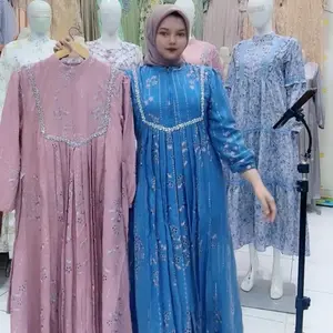 Gamis Muslim Untuk Wanita Model Terbaru Kode A Non Puring & Memiliki Puring - Midi Panjang - Katun, Dress Motif