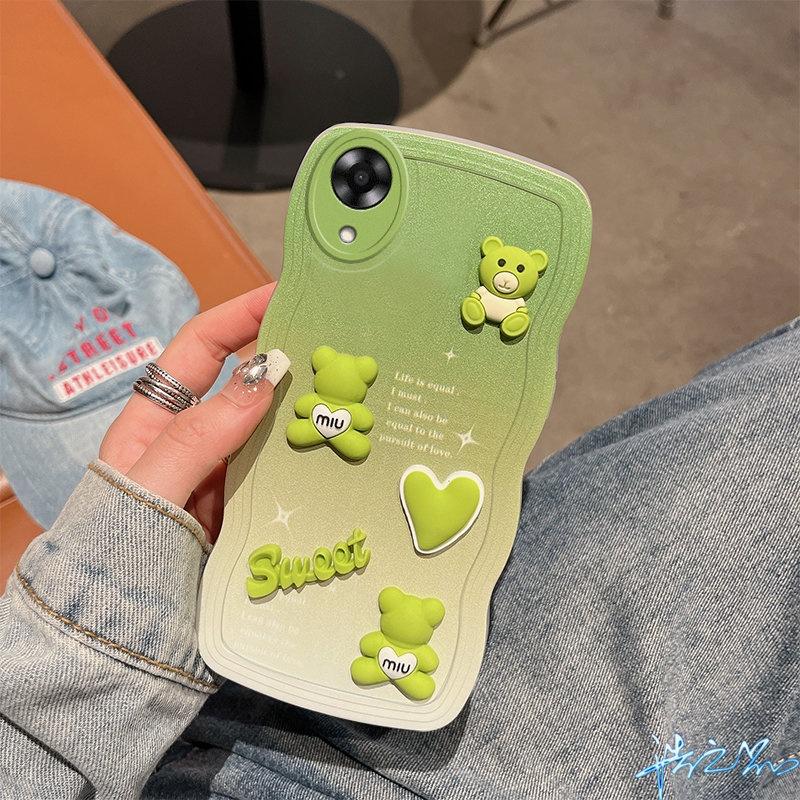 Ốp lưng bốn màu For Oppo A17K, A38, A18, A78, A58, A16K, A96, A95, A74, A76, A55, A16, A15, A15S, F11 Pro, A54, A94, A9, A5, A5S, A12, F9, A16E, dễ thương và đơn giản, vỏ ốp điện thoại gấu 3D